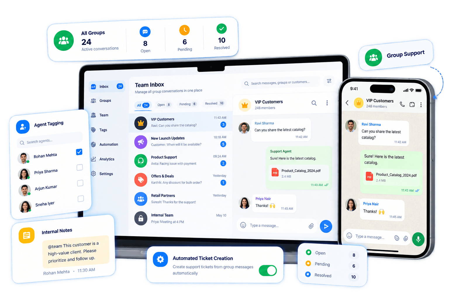 Unified Group Inbox for Multi-Agent Support